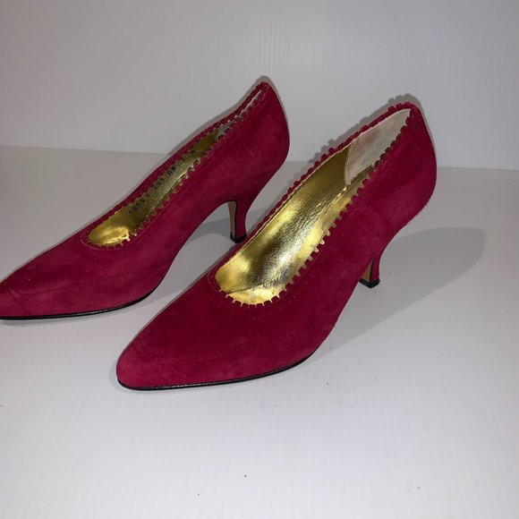 Perry Ellis Shoes - Perry Ellis Red 3 Inch Suede Heels Size 7
